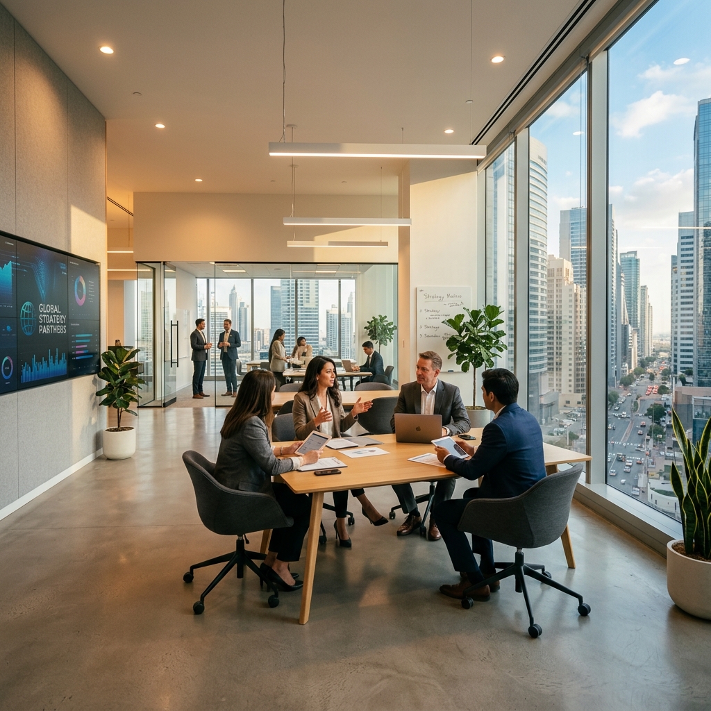 Modern workspace, human resource consulting background